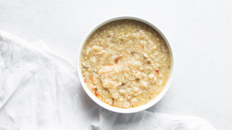 Chicken congee on white background
