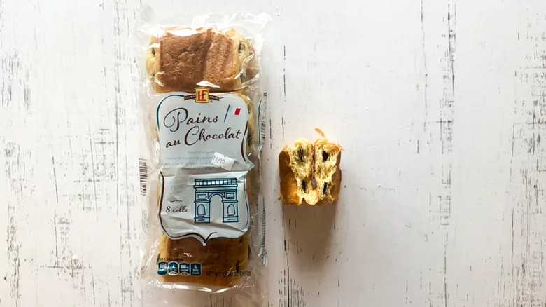 Pains au chocolate pastry on white background