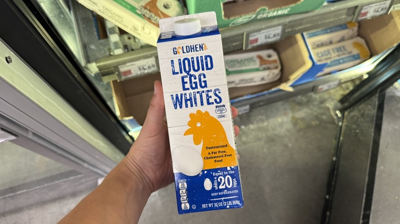 Goldhen liquid egg whites in grocery store