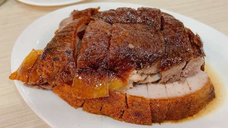 A plate of grilled pork at Yat Lok in Hong Kong