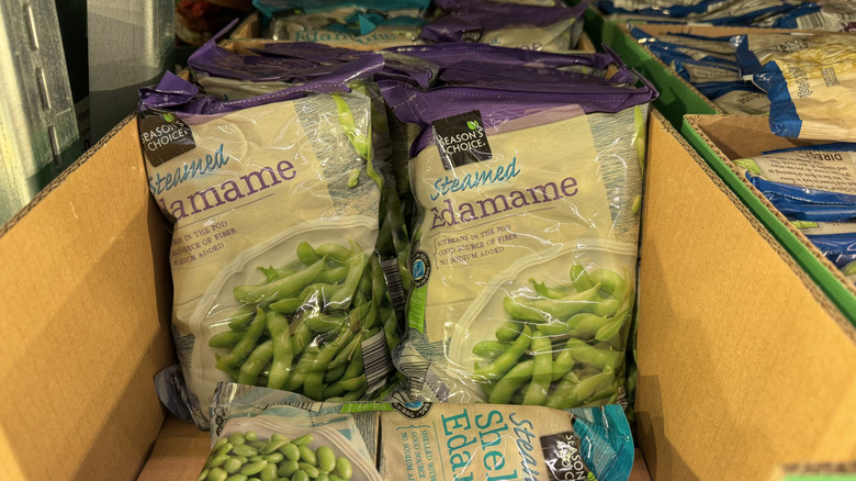 Edamame bags in a store