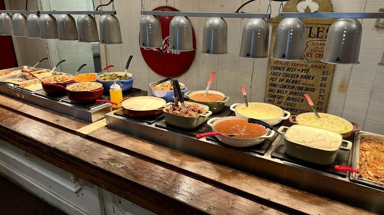 Section of the buffet at Brooks Shaw's Old Country Store