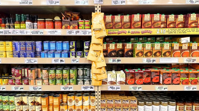 Trader Joe's shelves full of canned goods