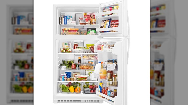 open fridge that's packed with food