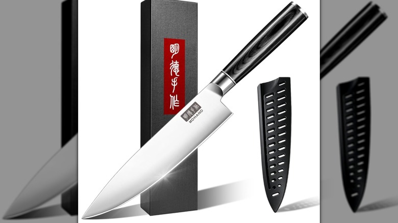Mdhand 8-inch chef knife against a white background