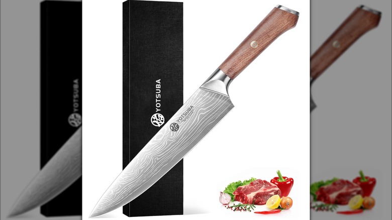 Yotsuba 9-inch chef knife against a white background