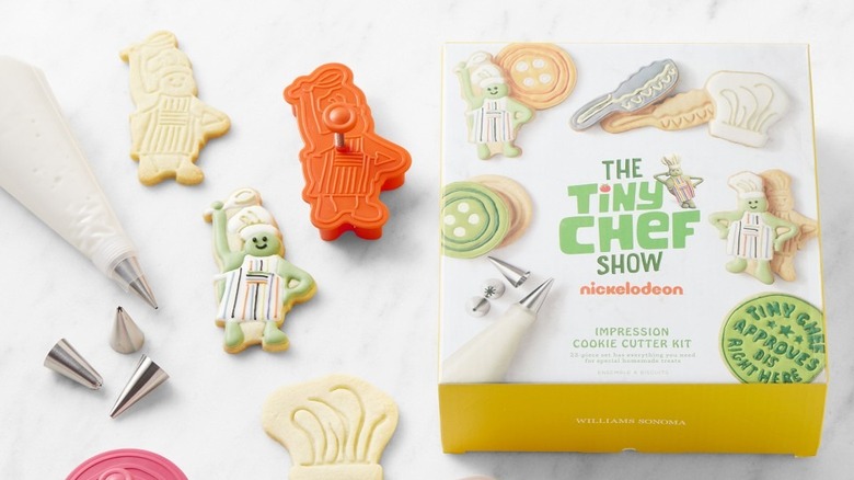 A box of a colorful Tiny Chef-inspired cookie cutter kit