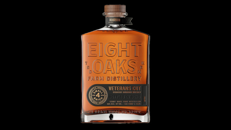 A bottle of Eight Oaks Veterans Cut on a black background