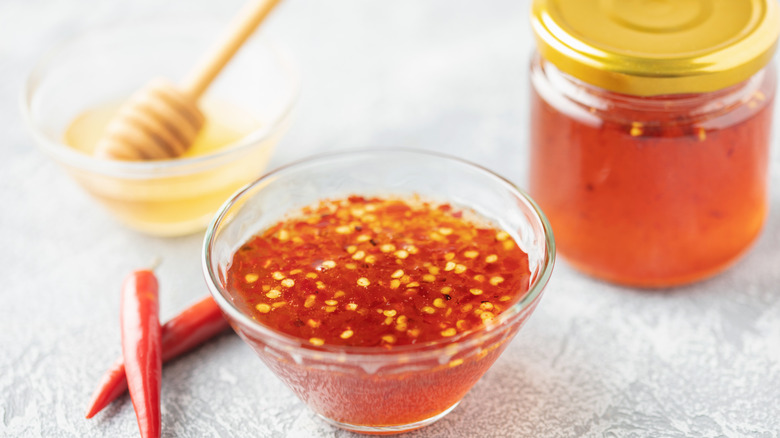 Hot honey on a white surface