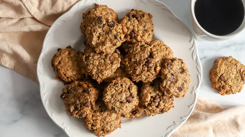 Plate of peanut butter and banana cookies