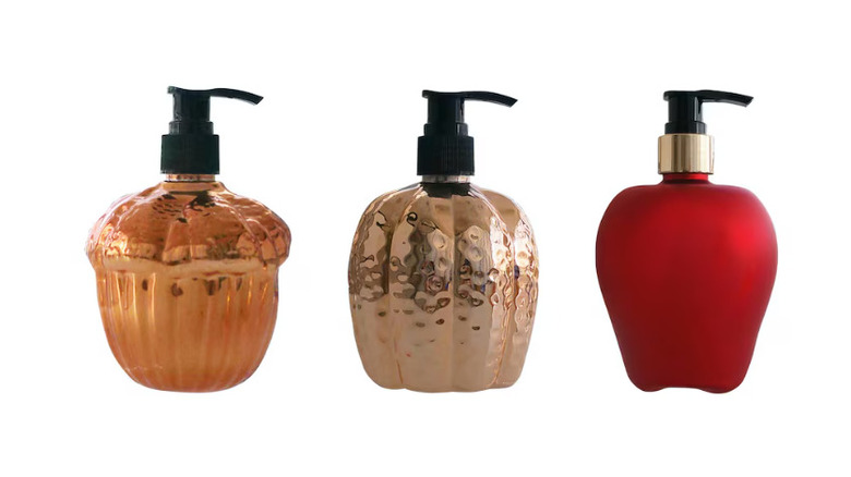 Assorted harvest-themed soap dispensers