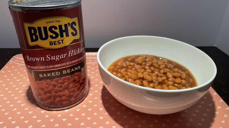 A can of Bush's Brown Sugar Hickory Baked Beans