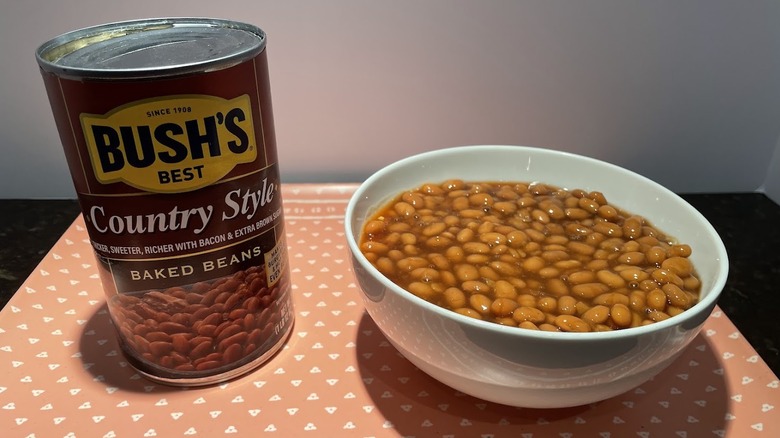 A can of Bush's Country Style Baked Beans