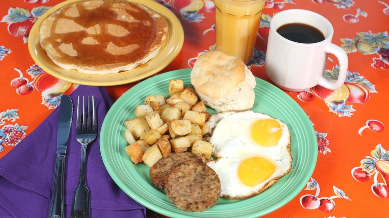 Southern breakfast meal with biscuit