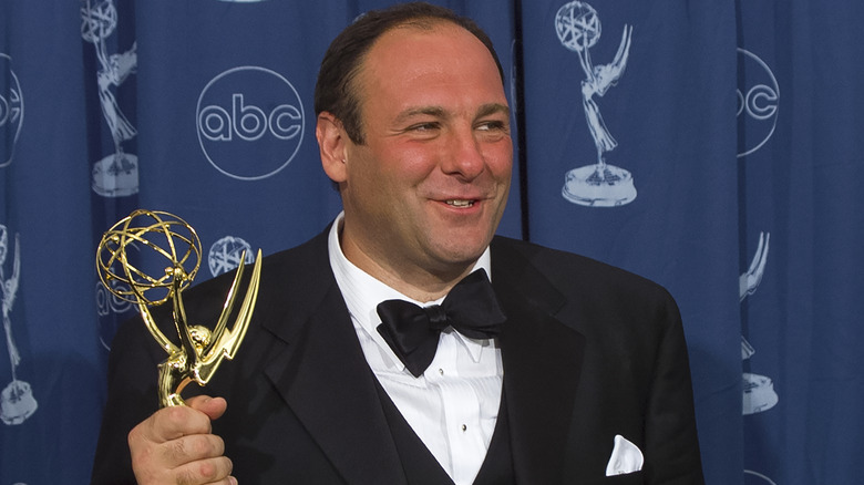 James Gandolfini holding emmy