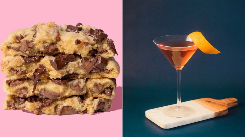 Double Chocolate Chip Cookie with a Port Manhattan