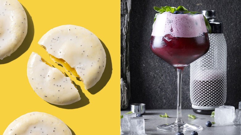 Lemon Poppy Seed Cookie with a Blueberry Gin Fizz