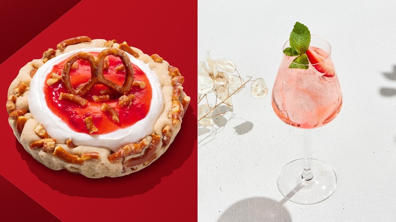 Strawberry Pretzel Pie Cookie with a Balsamic Strawberry Spritz