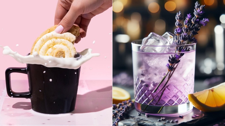 Vanilla Crumb Cake Cookie ft. Golden Oreo with a Lavender Gin Sour