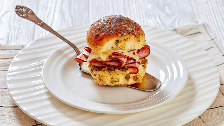 Ham and cheese Hawaiian roll slider