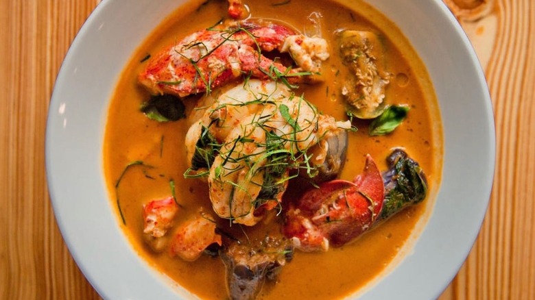 A bowl of lobster curry