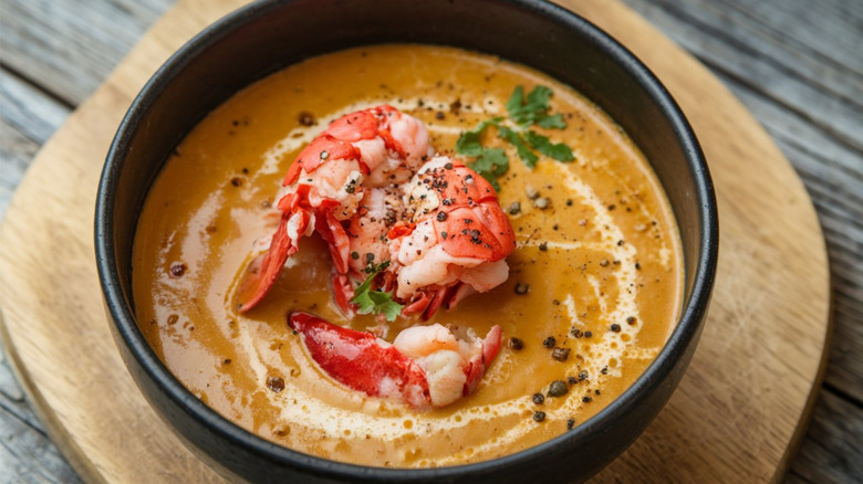 A bowl of lobster bisque