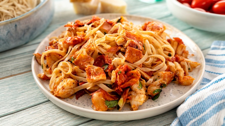 A plate of lobster fra diavolo