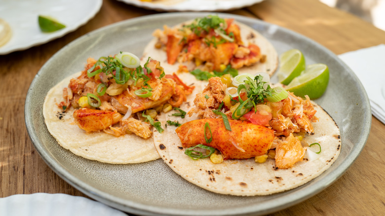 A plate of lobster tacos