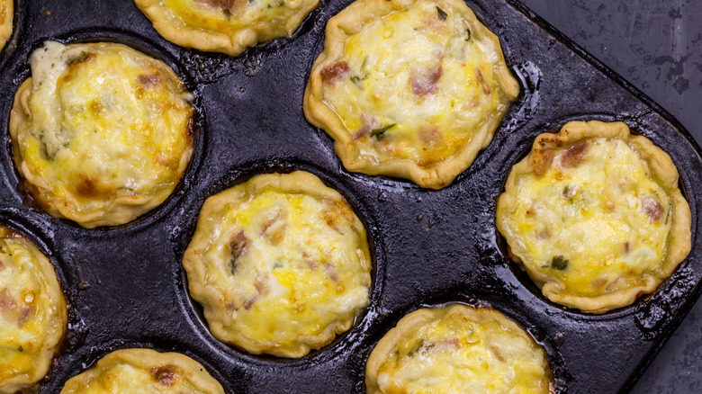 Mini quiches in a muffin tin