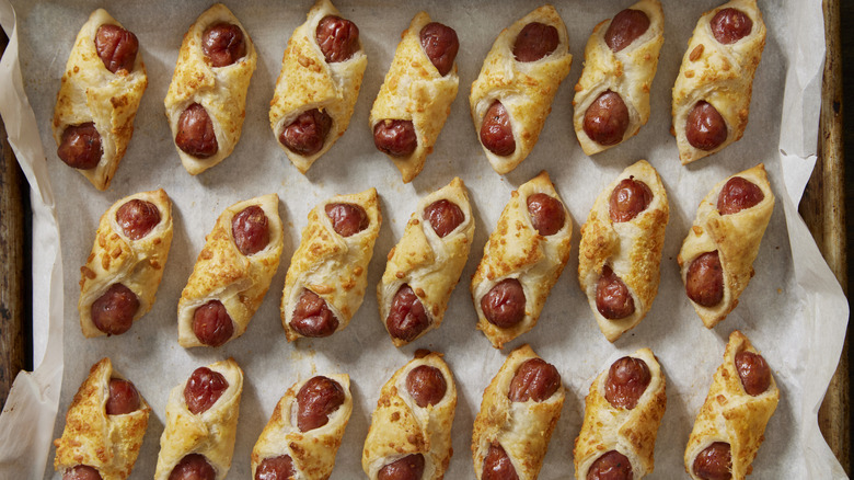Mini weenies wrapped in pastry dough