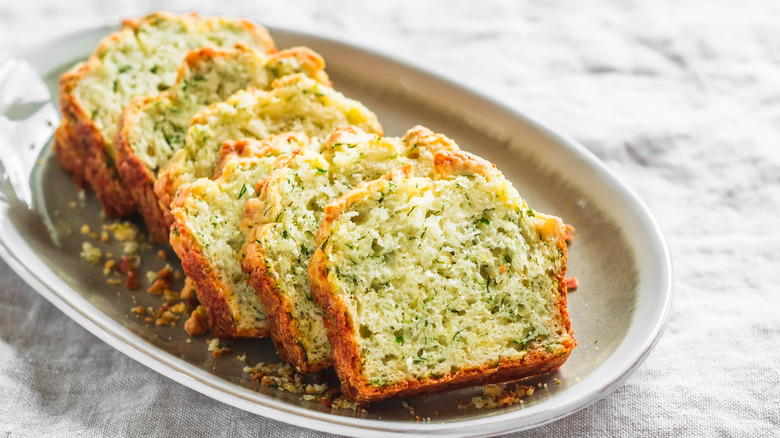 Savory zucchini bread on a plate