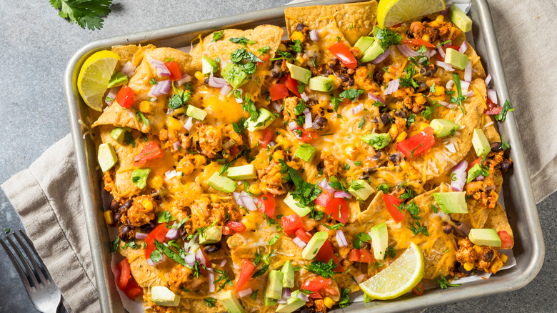 Sheet pan nachos with cheese