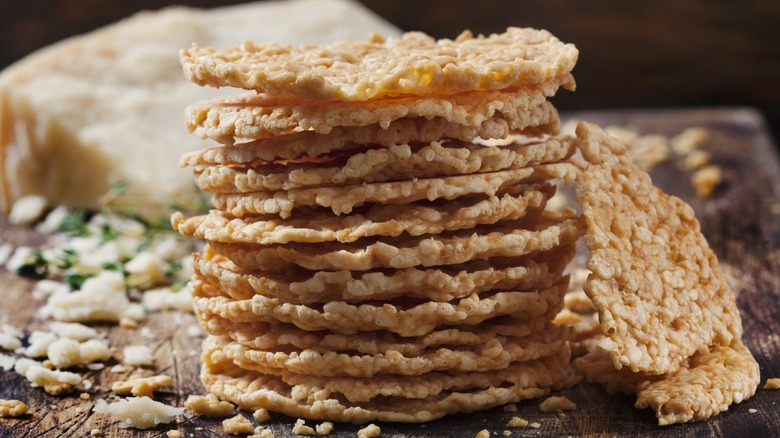 Stack of parmesan crisps