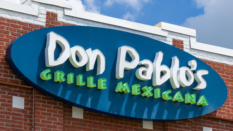 Don Pablo's restaurant signage in white, green, and blue