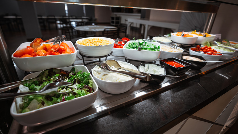 a salad bar at a buffet