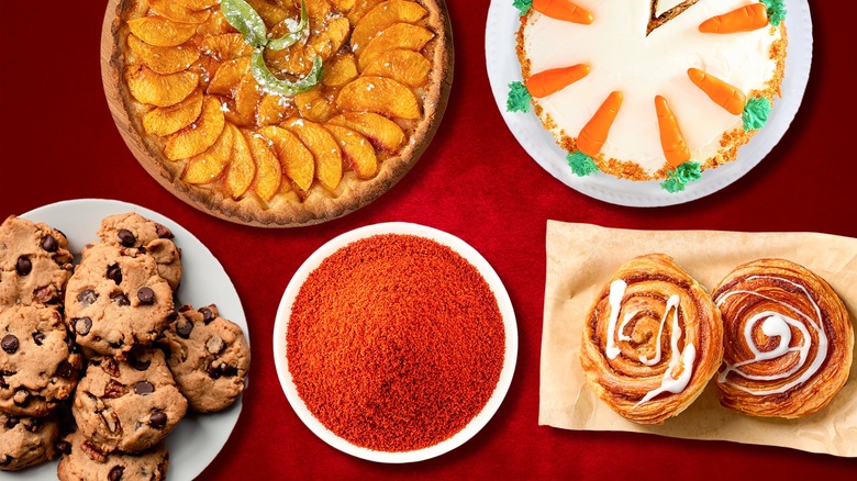 Desserts with spice on white background