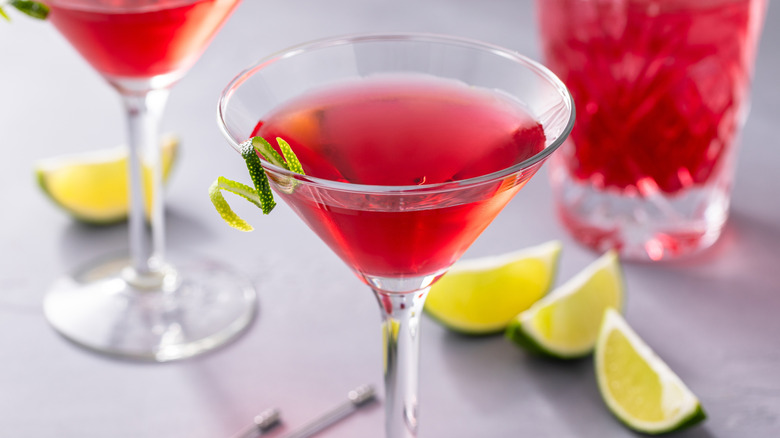 Cosmopolitan cocktail in martini glass