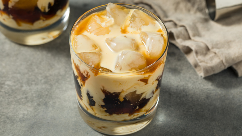 White Russian drink with ice