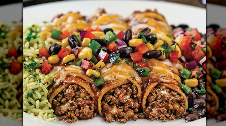 Beef enchiladas on plate