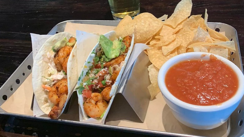 Chili's spicy shrimp tacos with tortilla chips