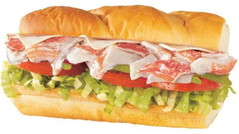 Subway's Seafood Sensation sandwich on a white background.