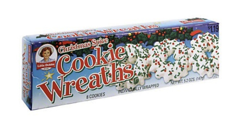 Box of Little Debbie Christmas Spice Cookie Wreaths on a white background