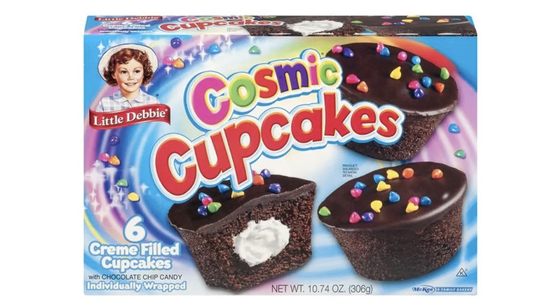 Box of Little Debbie Cosmic Cupcakes on a white background