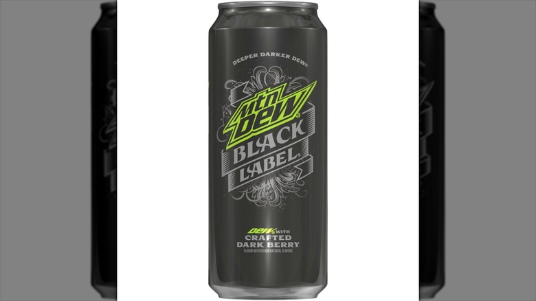A 16-ounce can of Mountain Dew Black Label flavor