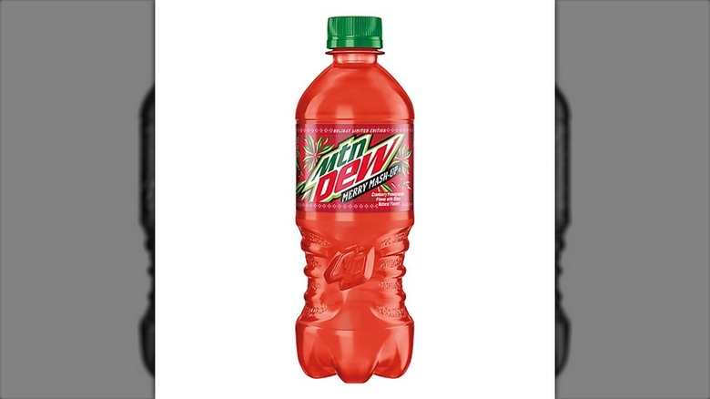 A 20-ounce bottle of Mountain Dew Merry Mash-Up flavor