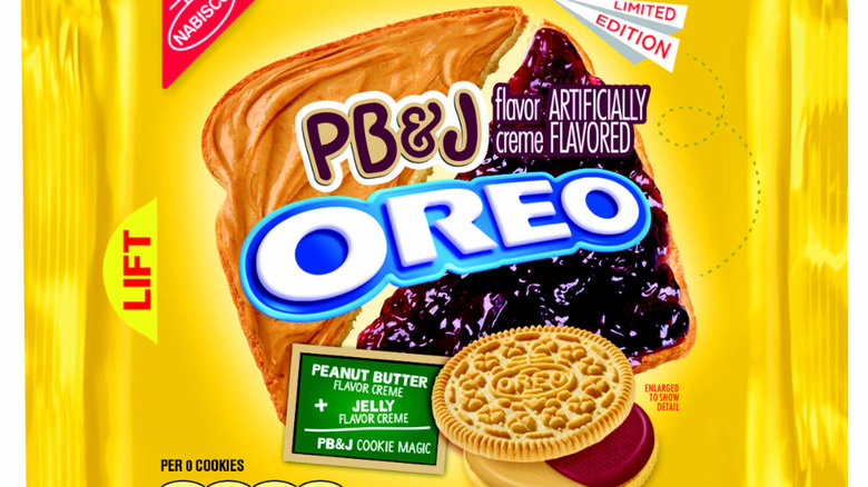 Exterior of a yellow PB&J Oreo package