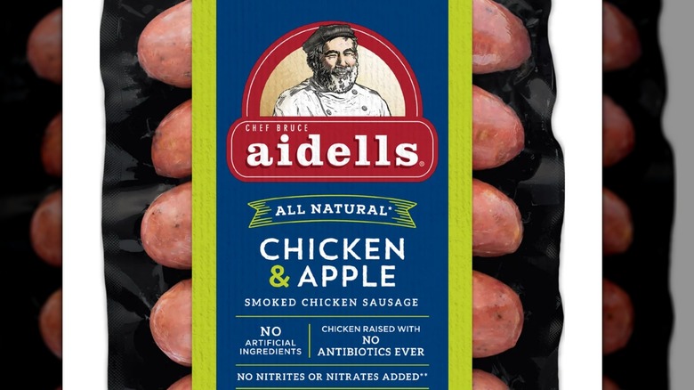 A package of Aidells All-Natural Chicken & Apple Sausage