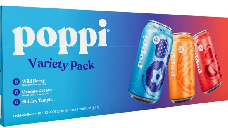 A multi-pack of Poppi Prebiotic sodas