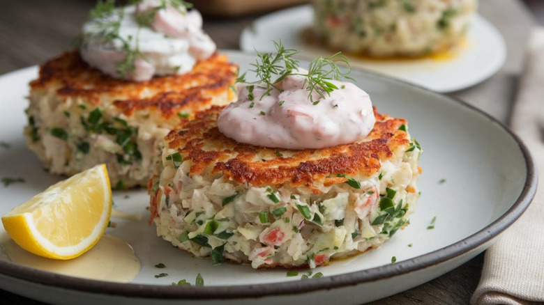 Crab cakes on a plate