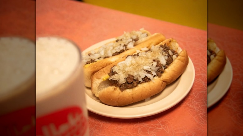 Olneyville NY System sandwich on a table